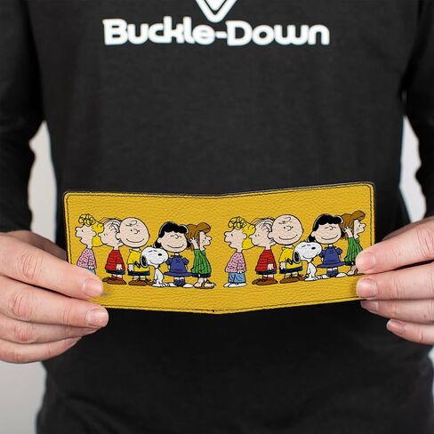 Buckle-Down Peanuts Wallet, Bifold, Peanuts Gang Close Up Group Pose Golden Yellow, Vegan Leather in Saudi Arabia