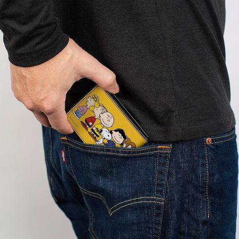 Buckle-Down Peanuts Wallet, Bifold, Peanuts Gang Close Up Group Pose Golden Yellow, Vegan Leather in Saudi Arabia
