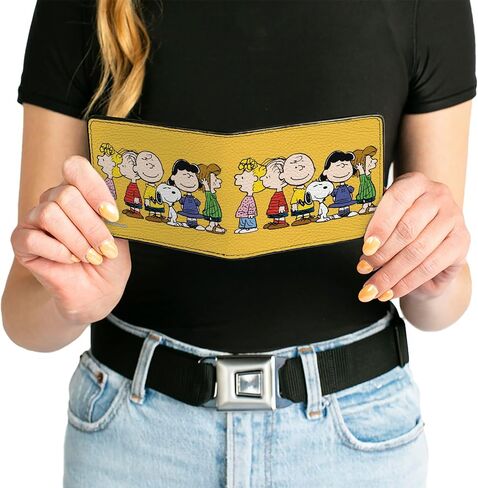 Buckle-Down Peanuts Wallet, Bifold, Peanuts Gang Close Up Group Pose Golden Yellow, Vegan Leather in Saudi Arabia