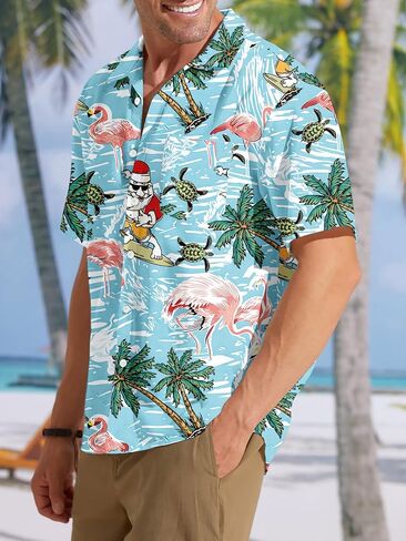 Christmas Hawaiian Shirt for Men: Christmas in July T-Shirt Santa Claus Summer Beach Button Down Tops in Saudi Arabia