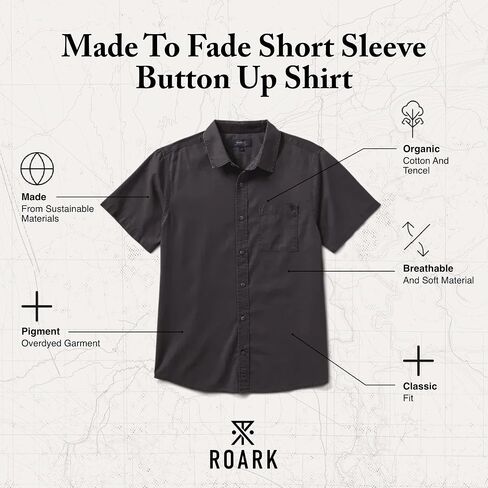 Roark Made to Fade Mens Button Down Short Sleeve Shirt – Casual Summer Shirt, Lightweight Pigment Dyed Vacation Shirt for Men in Kuwait