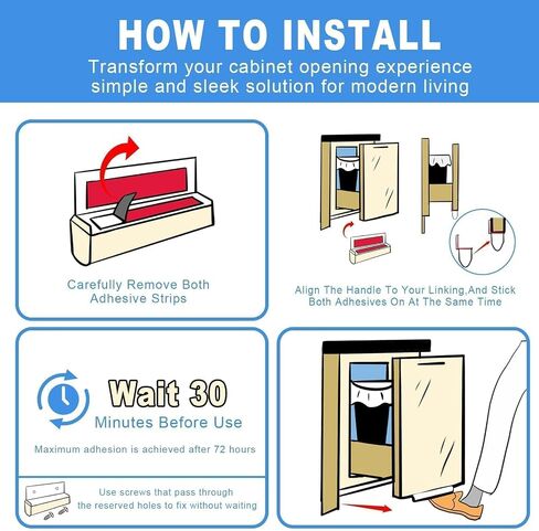 Foot Pull for Trash Cabinet Drawer, Hand-Free Design for Kitchen Garbage Cabinet, Touchless Opener for Full Overlay Cabinet Door (0.6''W-Suitable for Thin Cabinet Door) in Saudi Arabia
