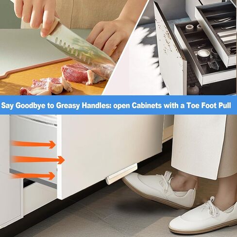 سحب القدم لدرج خزانة القمامة، تصميم بدون استخدام اليد لخزانة قمامة المطبخ، فتاحة بدون لمس لباب الخزانة المتراكب بالكامل (عرض 0.6 بوصة - مناسب لباب الخزانة الرقيق) in Kuwait