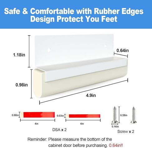 سحب القدم لدرج خزانة القمامة، تصميم بدون استخدام اليد لخزانة قمامة المطبخ، فتاحة بدون لمس لباب الخزانة المتراكب بالكامل (عرض 0.6 بوصة - مناسب لباب الخزانة الرقيق) in Kuwait