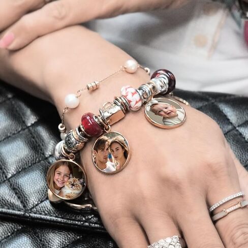 Personalized Photo Charm and Message Engraving Pendant For European Charm Bracelet Mother's Day Gift for Mom in Saudi Arabia