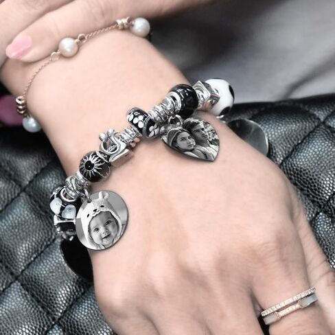 Personalized Photo Charm and Message Engraving Pendant For European Charm Bracelet Mother's Day Gift for Mom in Saudi Arabia