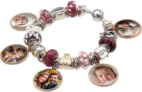 Personalized Photo Charm and Message Engraving Pendant For European Charm Bracelet Mother's Day Gift for Mom in Saudi Arabia