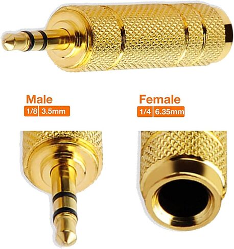 1/4 to 3.5mm Headphone Cable Adapter,TRS 6.35mm Female to 3.5mm Male 1/8 to 1/4 Stereo Audio Adapter,for Headphone, Amplifiers, Guitar, Amp etc. Nylon Braided Cable 1ft (30cm) in Kuwait