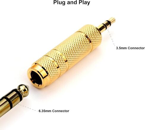 1/4 to 3.5mm Headphone Cable Adapter,TRS 6.35mm Female to 3.5mm Male 1/8 to 1/4 Stereo Audio Adapter,for Headphone, Amplifiers, Guitar, Amp etc. Nylon Braided Cable 1ft (30cm) in Kuwait