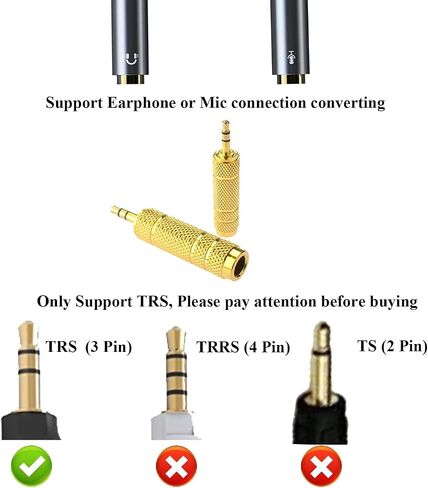 1/4 to 3.5mm Headphone Cable Adapter,TRS 6.35mm Female to 3.5mm Male 1/8 to 1/4 Stereo Audio Adapter,for Headphone, Amplifiers, Guitar, Amp etc. Nylon Braided Cable 1ft (30cm) in Kuwait