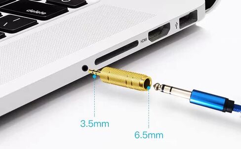 1/4 to 3.5mm Headphone Cable Adapter,TRS 6.35mm Female to 3.5mm Male 1/8 to 1/4 Stereo Audio Adapter,for Headphone, Amplifiers, Guitar, Amp etc. Nylon Braided Cable 1ft (30cm) in Kuwait