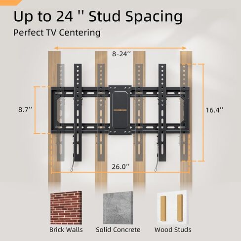 Full Motion 75 85 86 90'' TV Wall Mount TV Bracket, Loads 150 lbs Heavy Duty TV Mount, Swivel Tilt Extension Level, Complete Metal Bars & Wall Plate, up to 600x400mm VESA & 24'' Studs in Saudi Arabia