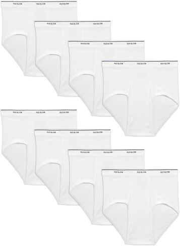 Fruit of the Loom 8-Pack Men's White Tag Free Solid White Cotton Briefs B8P7601 (XL) in Saudi Arabia