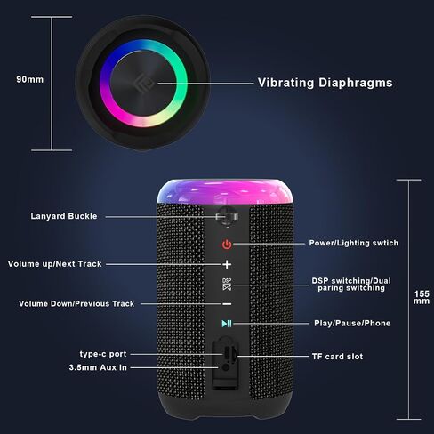 Bluetooth Speaker, Portable Bluetooth Speakers with LED Light for Outdoor in Saudi Arabia