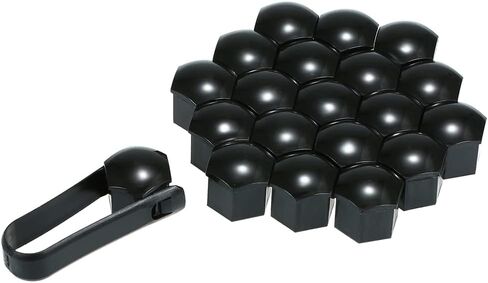 HXBER Wheel Nut Covers, 20pcs Universal 21mm Wheel Nut Covers Plating Lug Nut Caps Screw Protector Black in Saudi Arabia