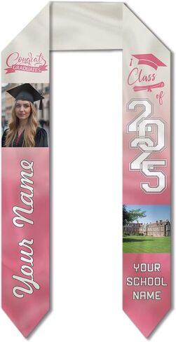 Custom Graduation Stoles Personalized Congratulation Gifts Class of 2025 Graduation Sash with Photo for University in Saudi Arabia
