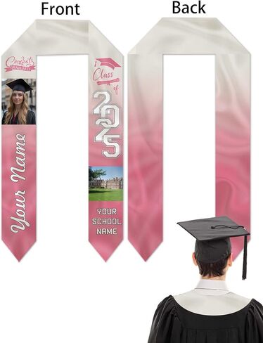 Custom Graduation Stoles Personalized Congratulation Gifts Class of 2025 Graduation Sash with Photo for University in Saudi Arabia