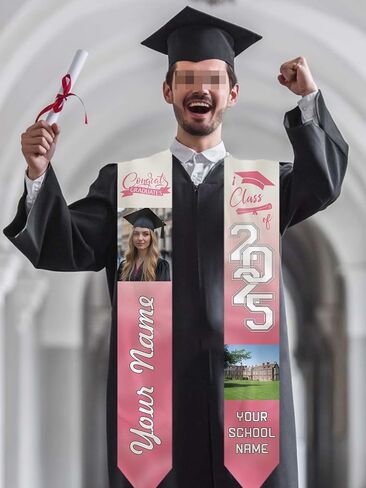 Custom Graduation Stoles Personalized Congratulation Gifts Class of 2025 Graduation Sash with Photo for University in Saudi Arabia