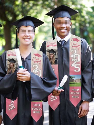 Custom Graduation Stoles Personalized Congratulation Gifts Class of 2025 Graduation Sash with Photo for University in Saudi Arabia