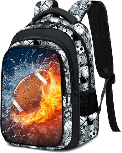 حقيبة ظهر مدرسية للأولاد - حقيبة ظهر لكرة القدم للأولاد للأطفال والمراهقين في المدرسة الابتدائية المتوسطة - حقيبة كتب رياضية مقاس 17 بوصة حقيبة ظهر للسفر للأعمار من 6 إلى 18 عامًا in Kuwait