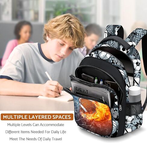 حقيبة ظهر مدرسية للأولاد - حقيبة ظهر لكرة القدم للأولاد للأطفال والمراهقين في المدرسة الابتدائية المتوسطة - حقيبة كتب رياضية مقاس 17 بوصة حقيبة ظهر للسفر للأعمار من 6 إلى 18 عامًا in Kuwait