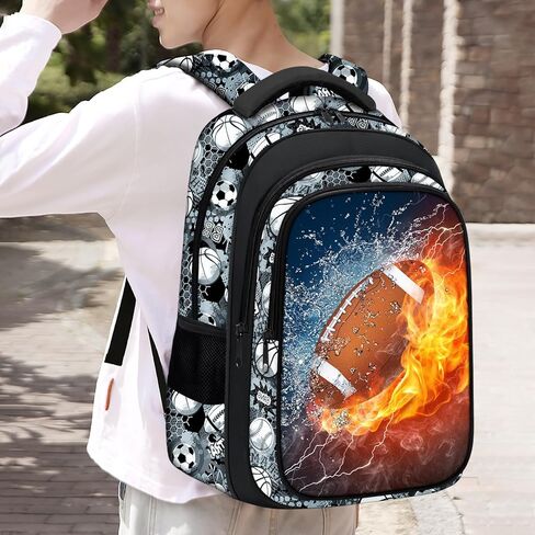 حقيبة ظهر مدرسية للأولاد - حقيبة ظهر لكرة القدم للأولاد للأطفال والمراهقين في المدرسة الابتدائية المتوسطة - حقيبة كتب رياضية مقاس 17 بوصة حقيبة ظهر للسفر للأعمار من 6 إلى 18 عامًا in Kuwait