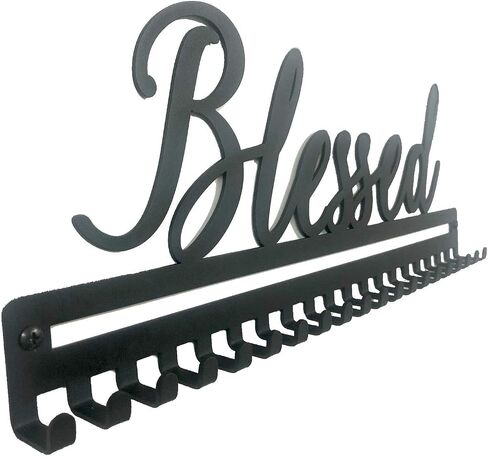 Unique Metal Wall Mount Motivational 'Never Give Up' Sports Medal Hanger and Lanyard Ribbon Display Holder Rack with Easy Hanging Hooks & Simple Install, Great Gift in Saudi Arabia