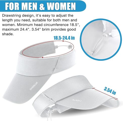 Sun Visors for Women Uv Protection Mens Sun Hat Packable Cooling Hats Sport Sun Visor for Golf, Running, Tennis, Pickleball in Kuwait