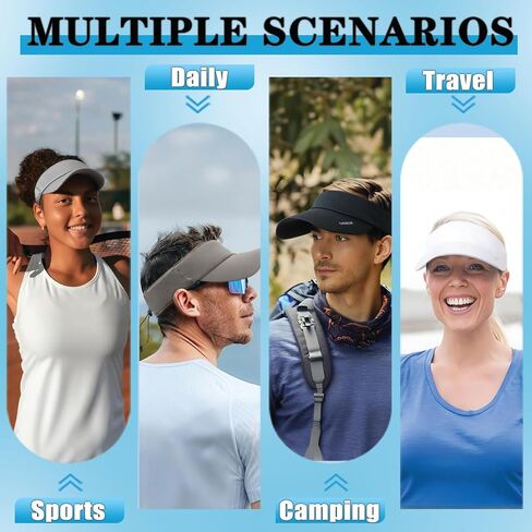 Sun Visors for Women Uv Protection Mens Sun Hat Packable Cooling Hats Sport Sun Visor for Golf, Running, Tennis, Pickleball in Kuwait