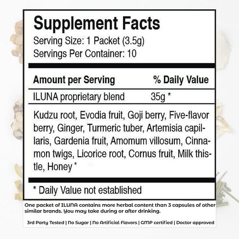 ILUNA Recovery Fast-Acting Herbal Hangover Relief – Premium Milk Thistle with Detox Herbs & Natural Pebbles – Liver Support & Inflammation Balance – Max Strength (10 Pk) in Saudi Arabia
