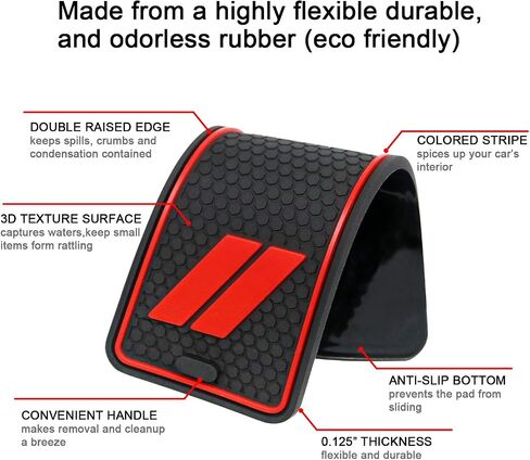 Fits Dodge Charger Accessories 2015-2023, Cup Holder Insert Center Console Shifter Liner Trim Interior Door Pocket Mats Pad (6pcs Set,Red Trim) in Kuwait
