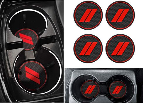 Fits Dodge Charger Accessories 2015-2023, Cup Holder Insert Center Console Shifter Liner Trim Interior Door Pocket Mats Pad (6pcs Set,Red Trim) in Kuwait