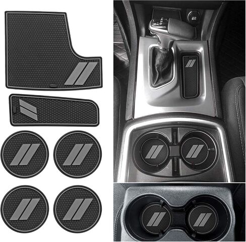 Fits Dodge Charger Accessories 2015-2023, Cup Holder Insert Center Console Shifter Liner Trim Interior Door Pocket Mats Pad (6pcs Set,Red Trim) in Kuwait