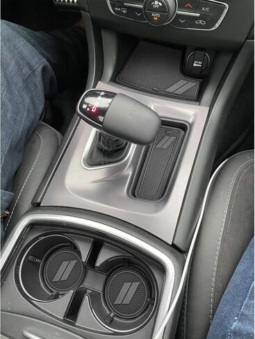 Fits Dodge Charger Accessories 2015-2023, Cup Holder Insert Center Console Shifter Liner Trim Interior Door Pocket Mats Pad (6pcs Set,Red Trim) in Kuwait