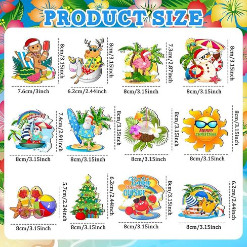 Ferraycle 36 PCS Christmas في يوليو الحلي لشجرة صغيرة يوليو ، زخارف عيد الميلاد الصيفية الشاطئ الحلي الخشبية الحلي المعلقة لزخارف الحفلات in Saudi Arabia