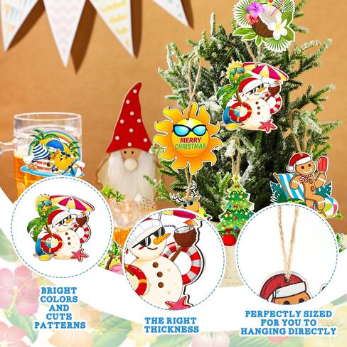 Ferraycle 36 PCS Christmas في يوليو الحلي لشجرة صغيرة يوليو ، زخارف عيد الميلاد الصيفية الشاطئ الحلي الخشبية الحلي المعلقة لزخارف الحفلات in Saudi Arabia