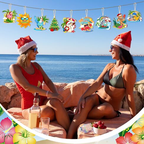 Ferraycle 36 PCS Christmas في يوليو الحلي لشجرة صغيرة يوليو ، زخارف عيد الميلاد الصيفية الشاطئ الحلي الخشبية الحلي المعلقة لزخارف الحفلات in Saudi Arabia