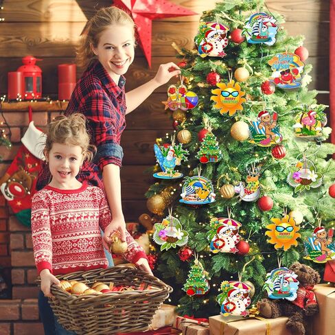 Ferraycle 36 PCS Christmas في يوليو الحلي لشجرة صغيرة يوليو ، زخارف عيد الميلاد الصيفية الشاطئ الحلي الخشبية الحلي المعلقة لزخارف الحفلات in Saudi Arabia