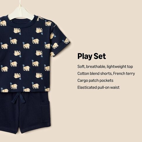 Amazon Essentials x Sofia Grainge Babies, Toddlers, and Boys' T-Shirt and Short Play Set, Multipacks in Kuwait