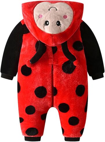 Infant Boy Girl Ladybug Romper Hooded Long Sleeve Fleece Bee Jumpsuit Newborn Baby Halloween Costume Animal Clothes in Kuwait