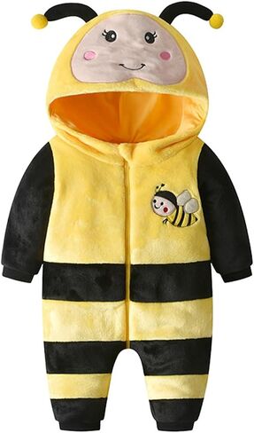 Infant Boy Girl Ladybug Romper Hooded Long Sleeve Fleece Bee Jumpsuit Newborn Baby Halloween Costume Animal Clothes in Kuwait