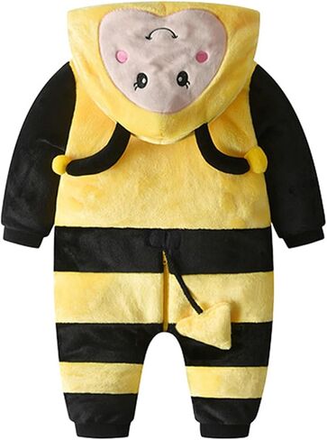 Infant Boy Girl Ladybug Romper Hooded Long Sleeve Fleece Bee Jumpsuit Newborn Baby Halloween Costume Animal Clothes in Kuwait