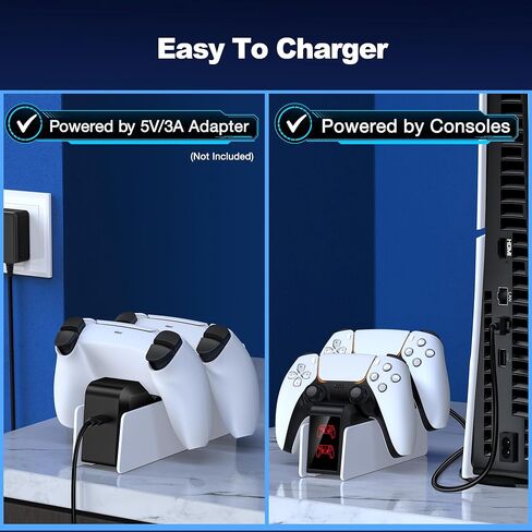 PS5 Stand, PS Charging Station with Dual Controller Charger, RGB Stand with Games Strorage for PS Vita Console, PS Accessories for PS Vita Gmaes in Saudi Arabia