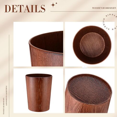 2 Pack 2.3 Gallons Wood Trash Can Wastebasket Natural Wood Round Wastebasket Small Trash Bin for Home, Office Under Desk, Kitchen, Bedroom, Den, Hotel,Room in Kuwait