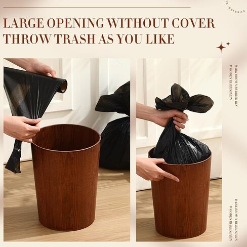 2 Pack 2.3 Gallons Wood Trash Can Wastebasket Natural Wood Round Wastebasket Small Trash Bin for Home, Office Under Desk, Kitchen, Bedroom, Den, Hotel,Room in Kuwait