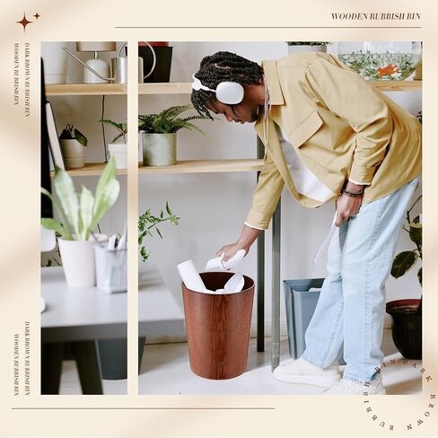 2 Pack 2.3 Gallons Wood Trash Can Wastebasket Natural Wood Round Wastebasket Small Trash Bin for Home, Office Under Desk, Kitchen, Bedroom, Den, Hotel,Room in Kuwait