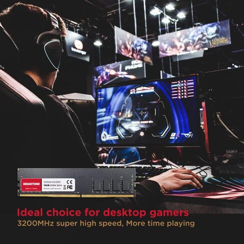 【ذاكرة الوصول العشوائي DDR4】 مجموعة GIGASTONE سعة 64 جيجابايت (4 × 16 جيجابايت) DDR4 2666 ميجا هرتز (2400 ميجا هرتز أو 2133 ميجا هرتز) PC4-21300 (PC4-19200/17000) CL19 1.2V UDIMM 288 Pin غير مخزنة وغير ECC عالية الأداء ترقية ذاكرة سطح المكتب للكمبيوتر in Saudi Arabia