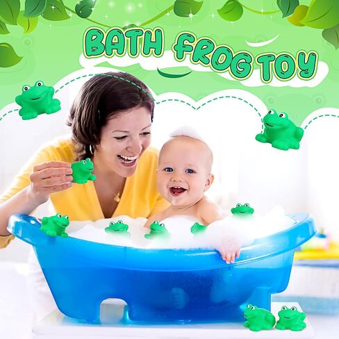 120 Pcs Rubber Frogs Squeak and Floating Green Frog Swimming Frog Bath Toy Plastic Frogs Baby Shower Toys for Toddlers Boys Girls Birthday Party Decoration in Saudi Arabia