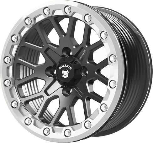 عجلات Bullite BT-05 RIDER UTV ATV SATIN SATIN RIMS Black Rims و Orange Beadlock 14x7 ، 4x110 نمط الترباس ، 4+3 إزاحة ، متوافق مع هوندا كاواساكي ياماها روبيكون رينكون فورت فورت كودياك in Kuwait