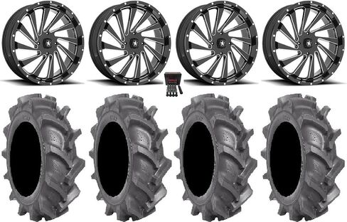 حزمة - 9 عناصر: MSA Blade 18 "عجلات طحن 33" BKT في 171 إطارات [4x137 نمط الترباس 12mmx1.25 مجموعة Lug Kit] in Kuwait